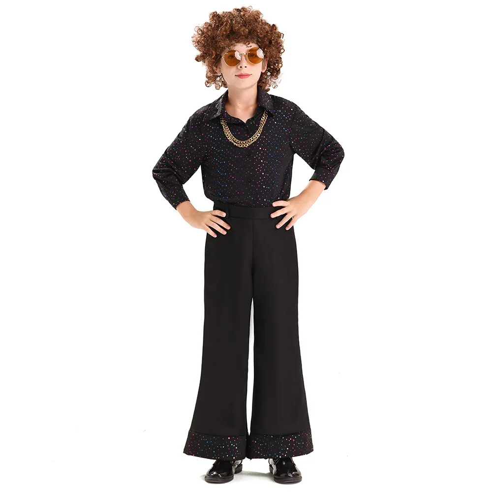 

2025 New loween Disco Stage Performance Costume 70s Children's COS Hip Hop Polyester Material Ethnic Stage Costume