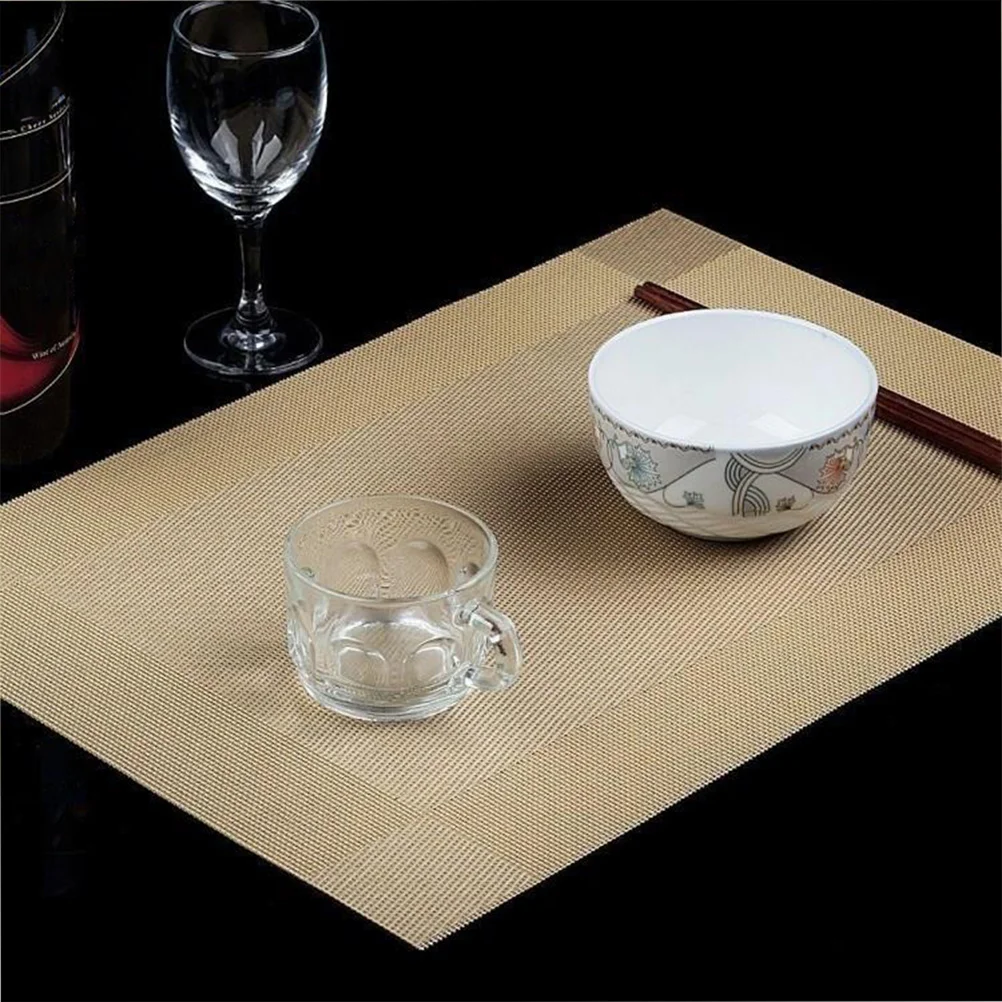 

6Pcs Dining Table Mats Non-Slip Heat-Resistant PVC Placemats Stain-Resistant Kitchen Home Decorative Use Non-Slip Placmats