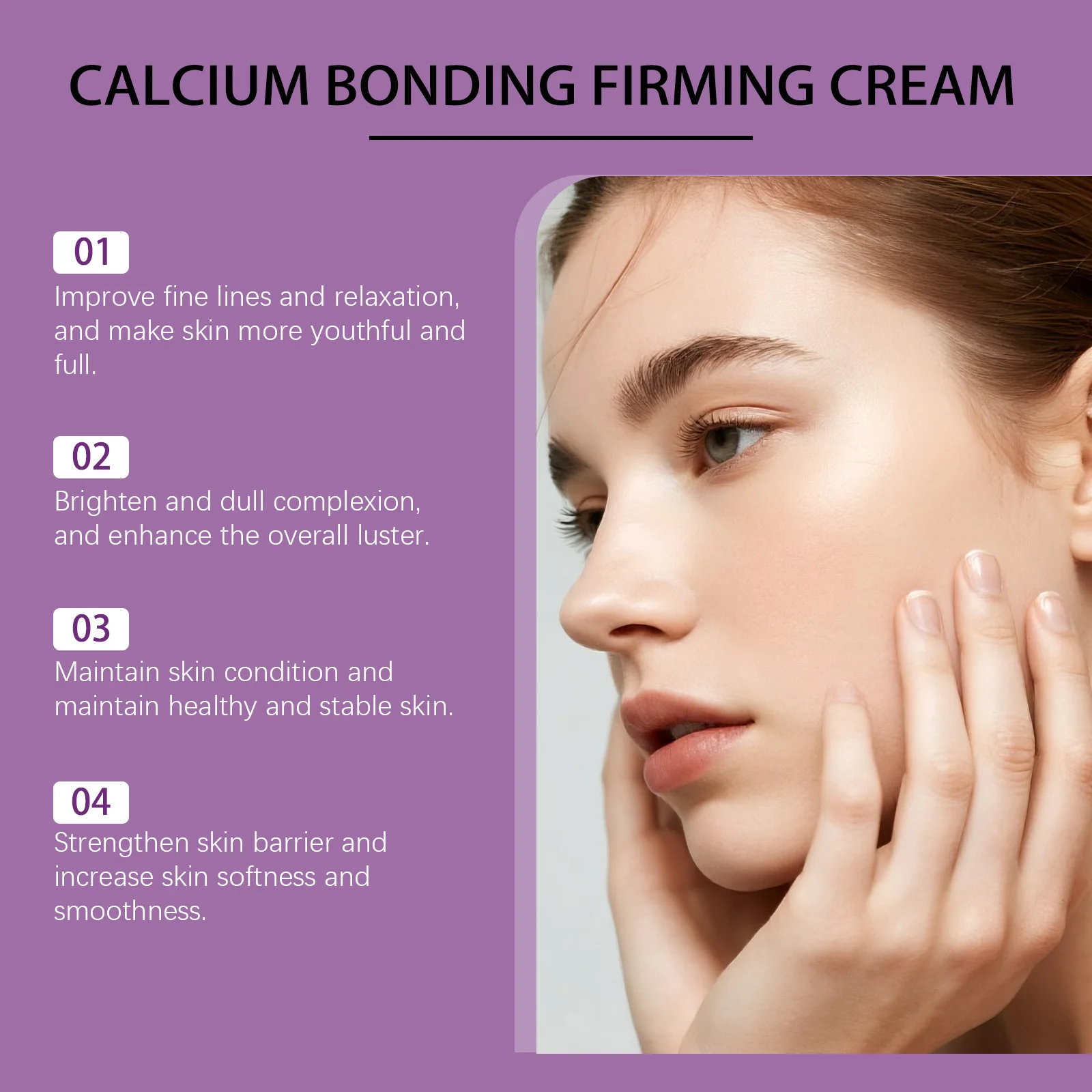 Calcium Firming Face Cream With Peptides Collagen Anti-Aging Daily Care Complex Smoother Texture Skin Barrier Repair Moisturizer
