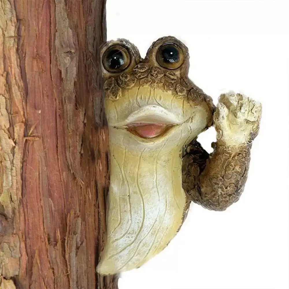 

Resin Frogs Tree Peeker Sculpture Creative Cute Tree Hugger Peekers Funny Unique Simulated Animal Garden Statues Outdoor