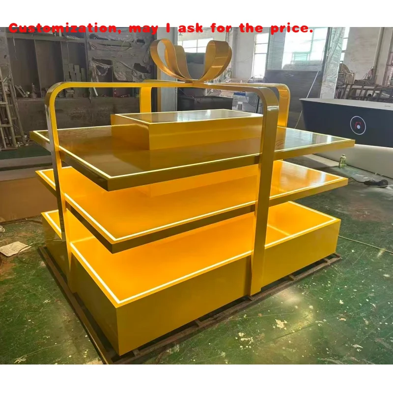 custom.Customized Skincare Perfume Bowknot Top Counter Display Shelf Bags Store Furniture Bowknot Display Cabinet