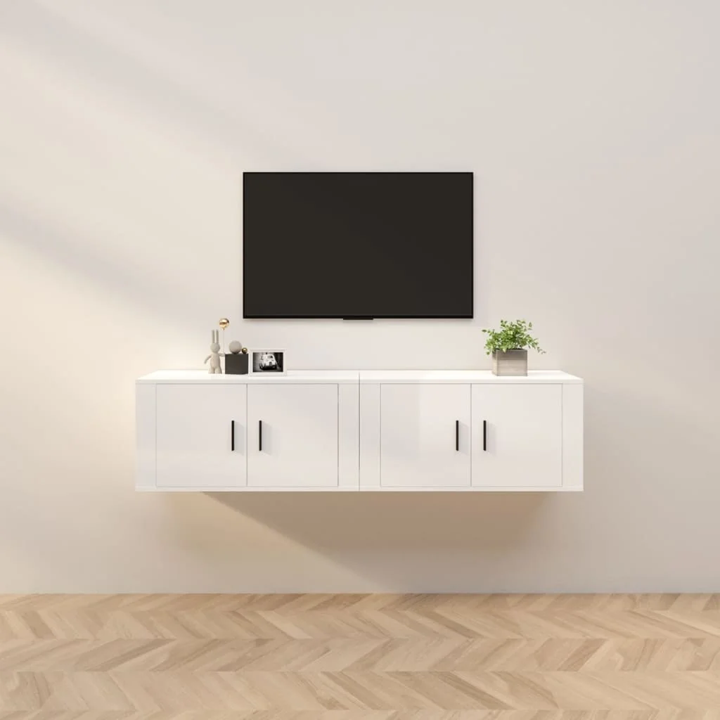 Wall TV furniture 2 pcs bright white 80x34,5x40 cm