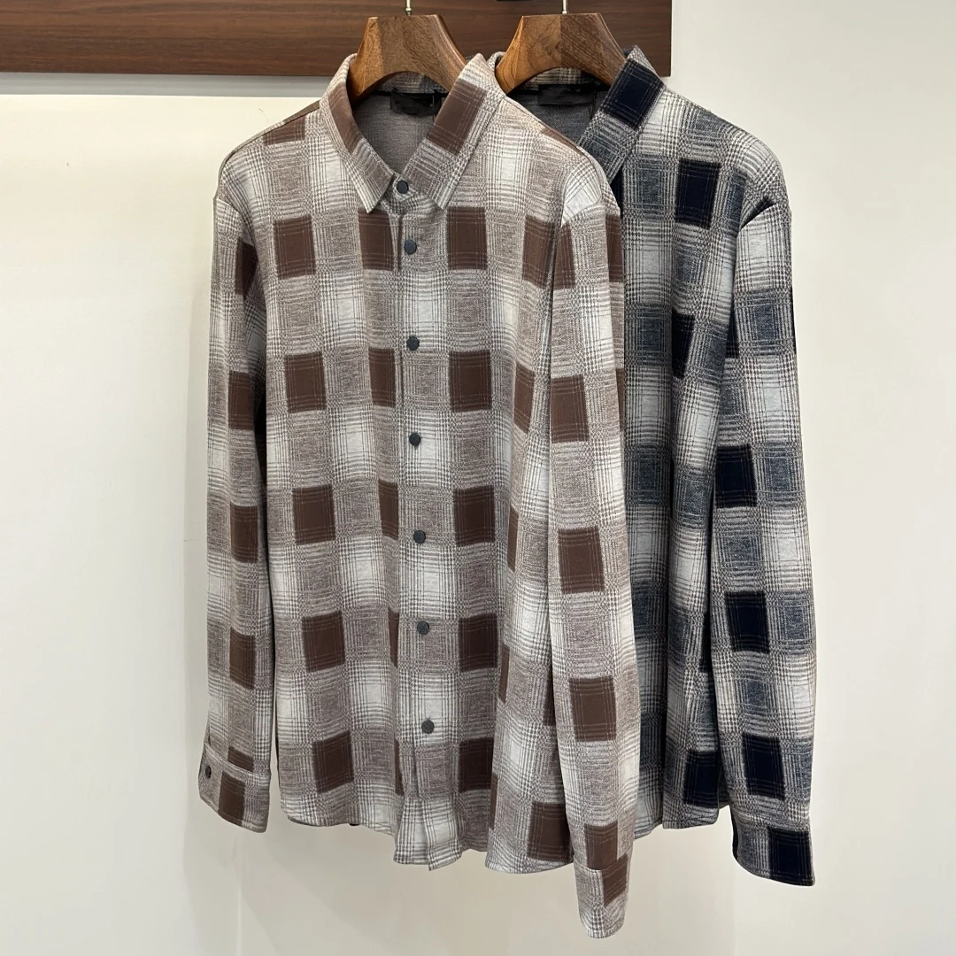 

Italian LP men's clothing 25 autumn and winter new comfortable and fashionable lapel plaid shirt men's casual long-sleeved shirt