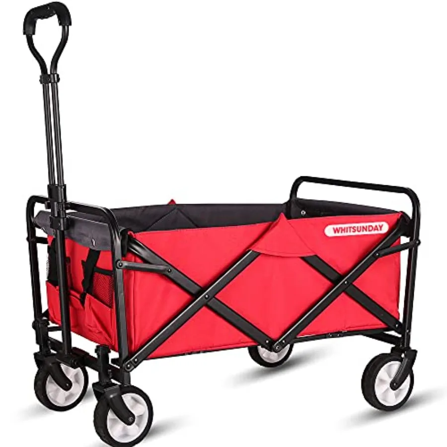 

Collapsible Folding Garden Outdoor Park Utility Wagon Picnic Camping Cart Heavy Duty Foldable with Wheel and Bottle Holders