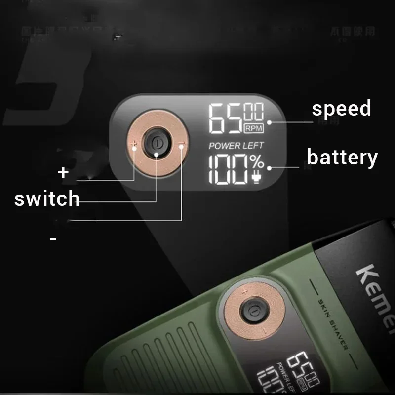 Kemei 2 in 1 Rechargeable Electric Foil Shaver Portable Cordless Men Reciprocating Razor Beard Trimmer LCD Display 1400mA Barber