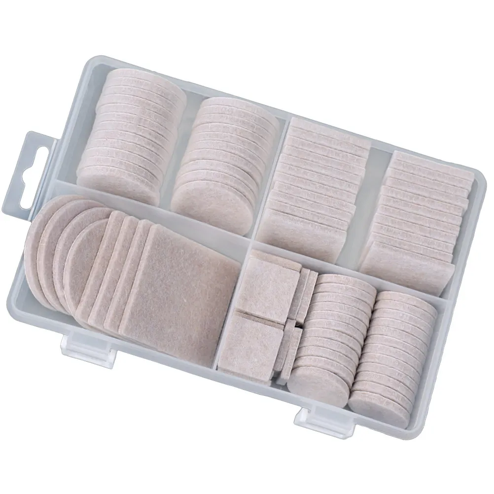 104pcs Silent Anti-Skid Felt Pads for Furniture Legs – Thick Floor Protectors, Chair & Table Leg Covers, Beige M