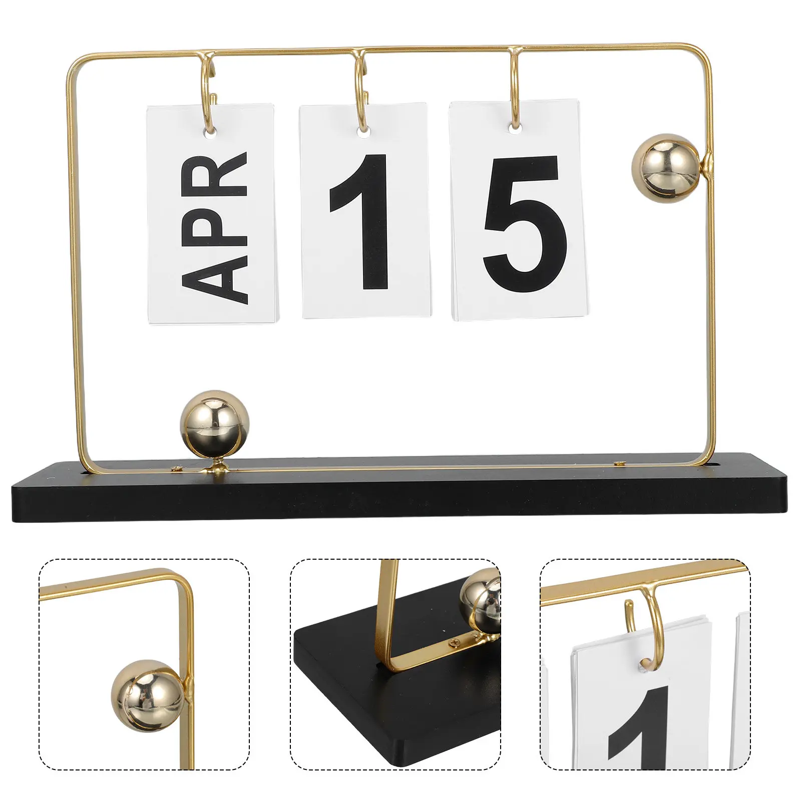 1Set Desk Perpetual Calendar Wooden Minimalist Design Reusable Flip Standing Yearly Calendar Home Office Decoration
