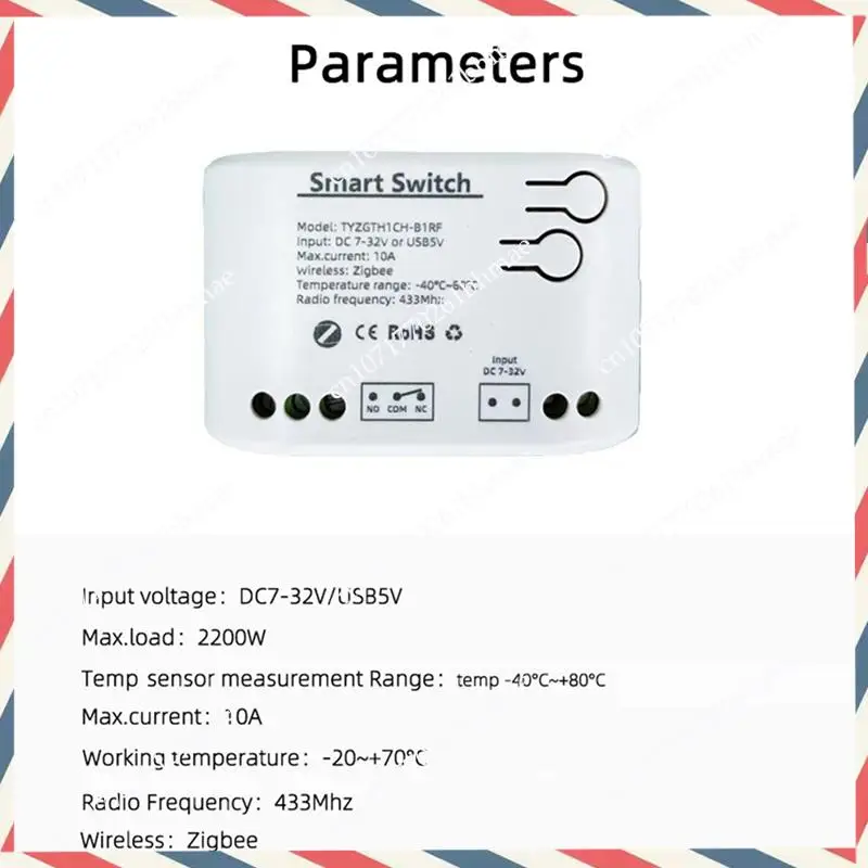-A21Z 2X Tuya Smart Zigbee Switch With Temperature Sensor Passive Dry Contact Zigbee Relay Work With Home Assistant DC 7-32V