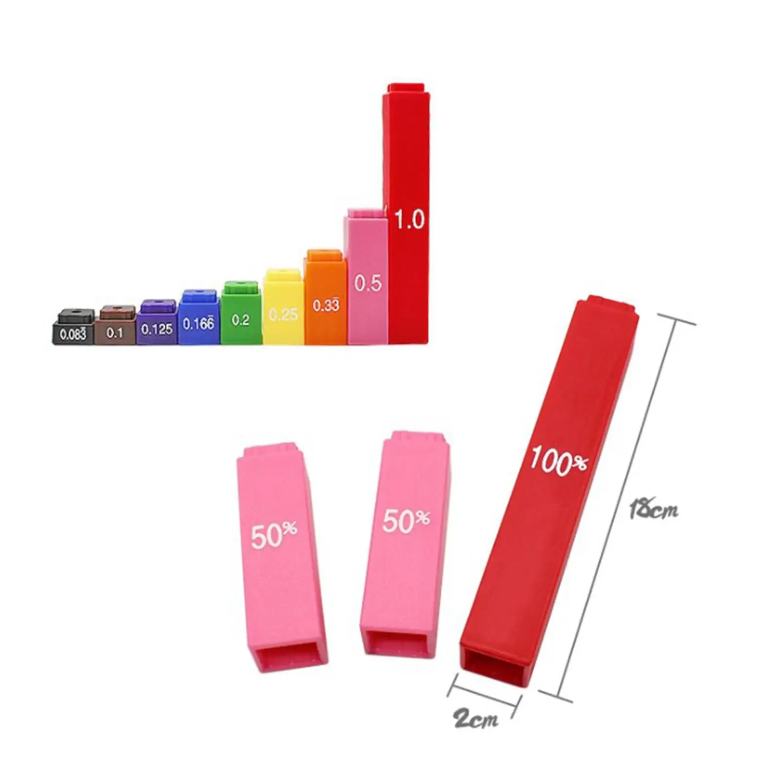 Fraction Cubes Blocks Class Set Montessori Math Strips Children Counting Cubes Educational Materials for School
