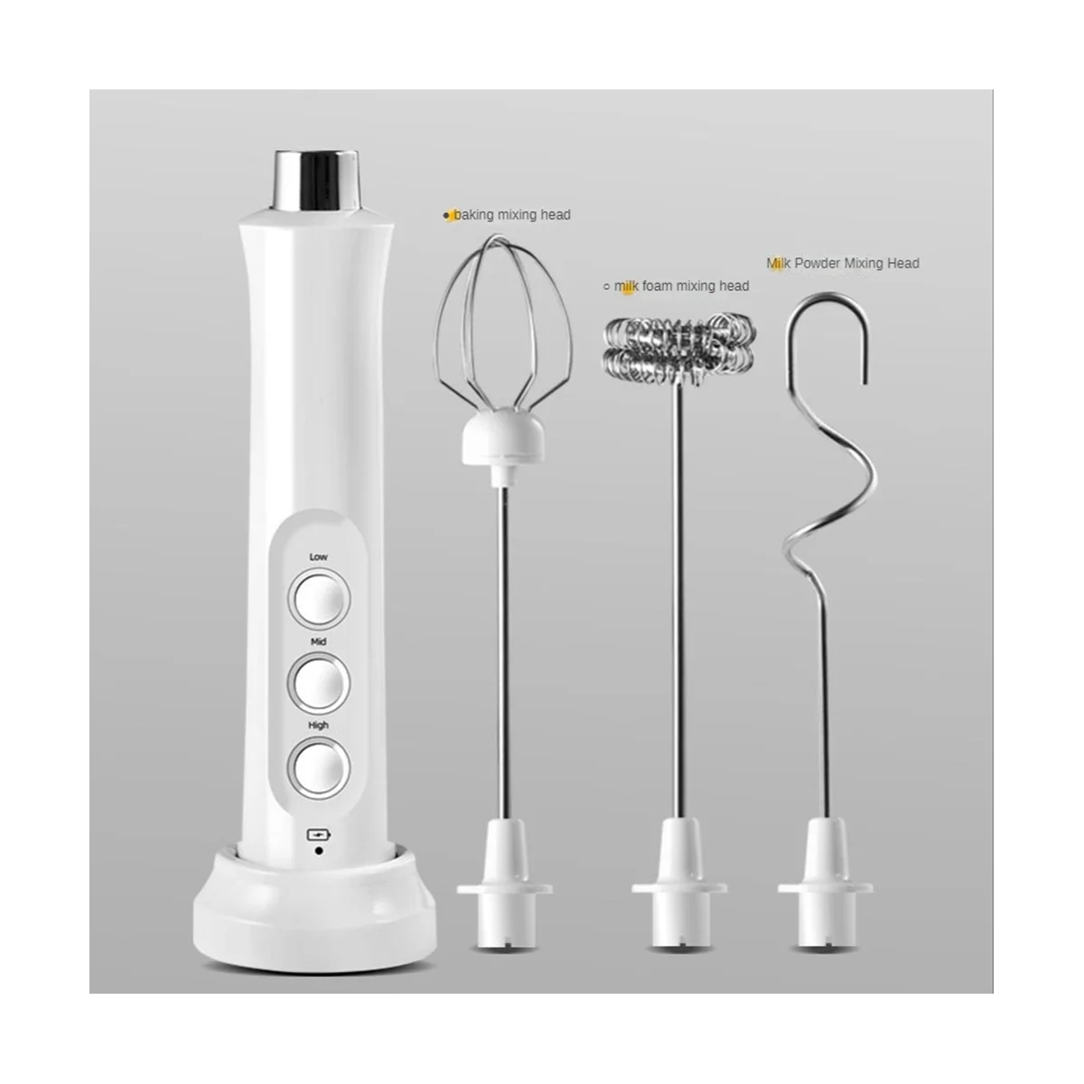 Misturador elétrico batedor de ovos cozinha agitador café cappuccino creme batedor liquidificador portátil-branco