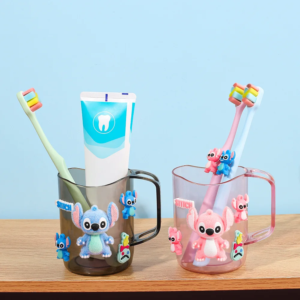 Disney conjunto de copo de escovação de dentes para crianças, ponto de plantio de cabelo, escova de dentes de desenho animado, engrossado, copo de enxaguatório bucal doméstico, presentes