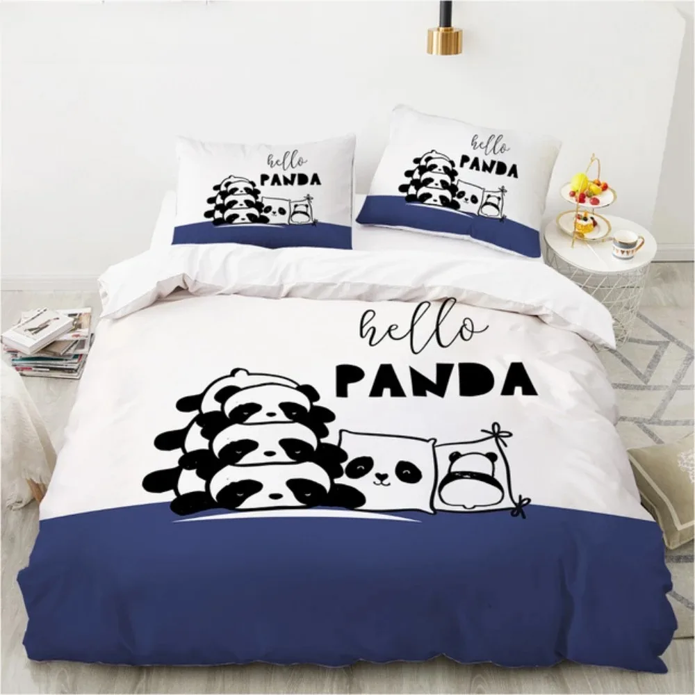 

Cartoon Lovely Panda Bedding Set White Bed Linen 3D Print Gift For Kids Girls 2/3pcs Twin Single Queen King Size Duvet Cover Set