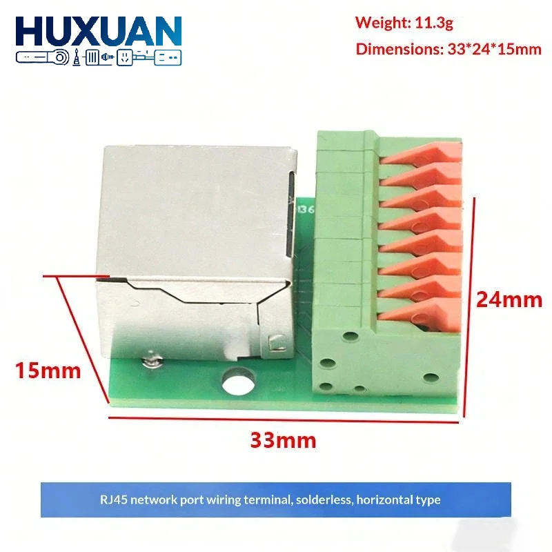 Data Adapter Board Female Socket Guide Rail Installation Terminals Connector RJ45 Network Port Terminal Block Welding Free