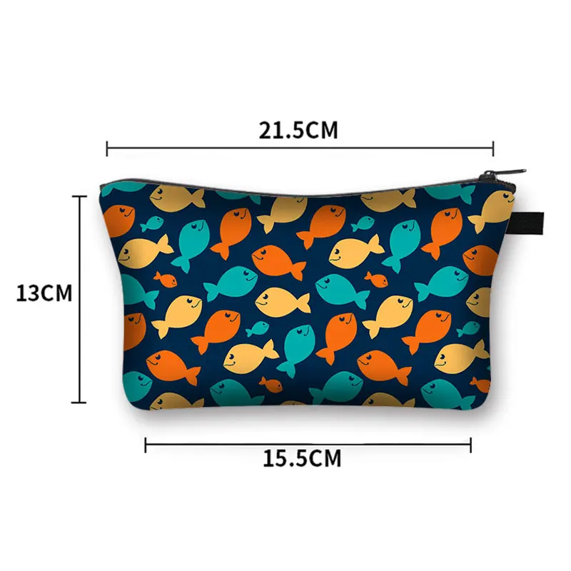 Ocean Shark Print Cosmetic Bag Woman Fashion Shopping Purse Storage Bag Travel Lipstick Cosmetic Case Toiletry Bag Gift