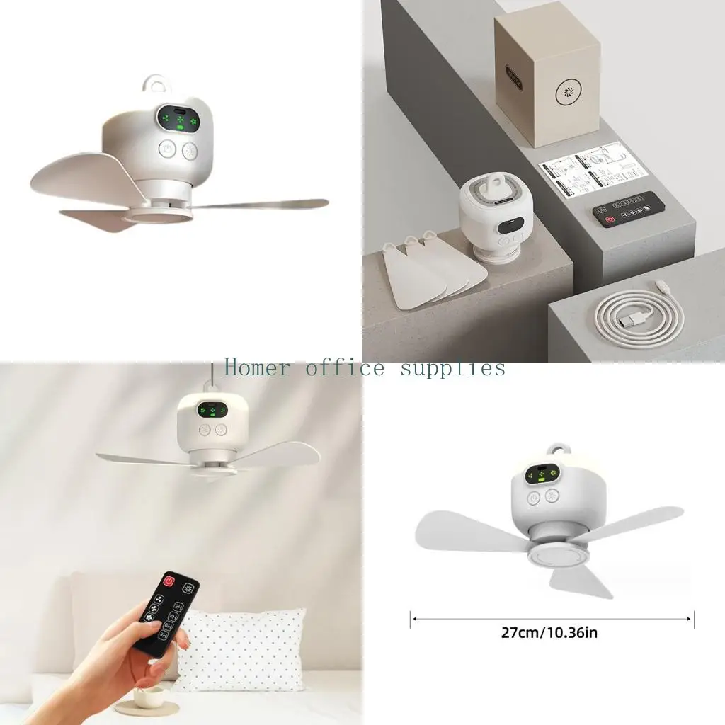 

K43B Battery Operated Tent Fan USB Ceiling Fan 4 Speed Hangings Fan with Light