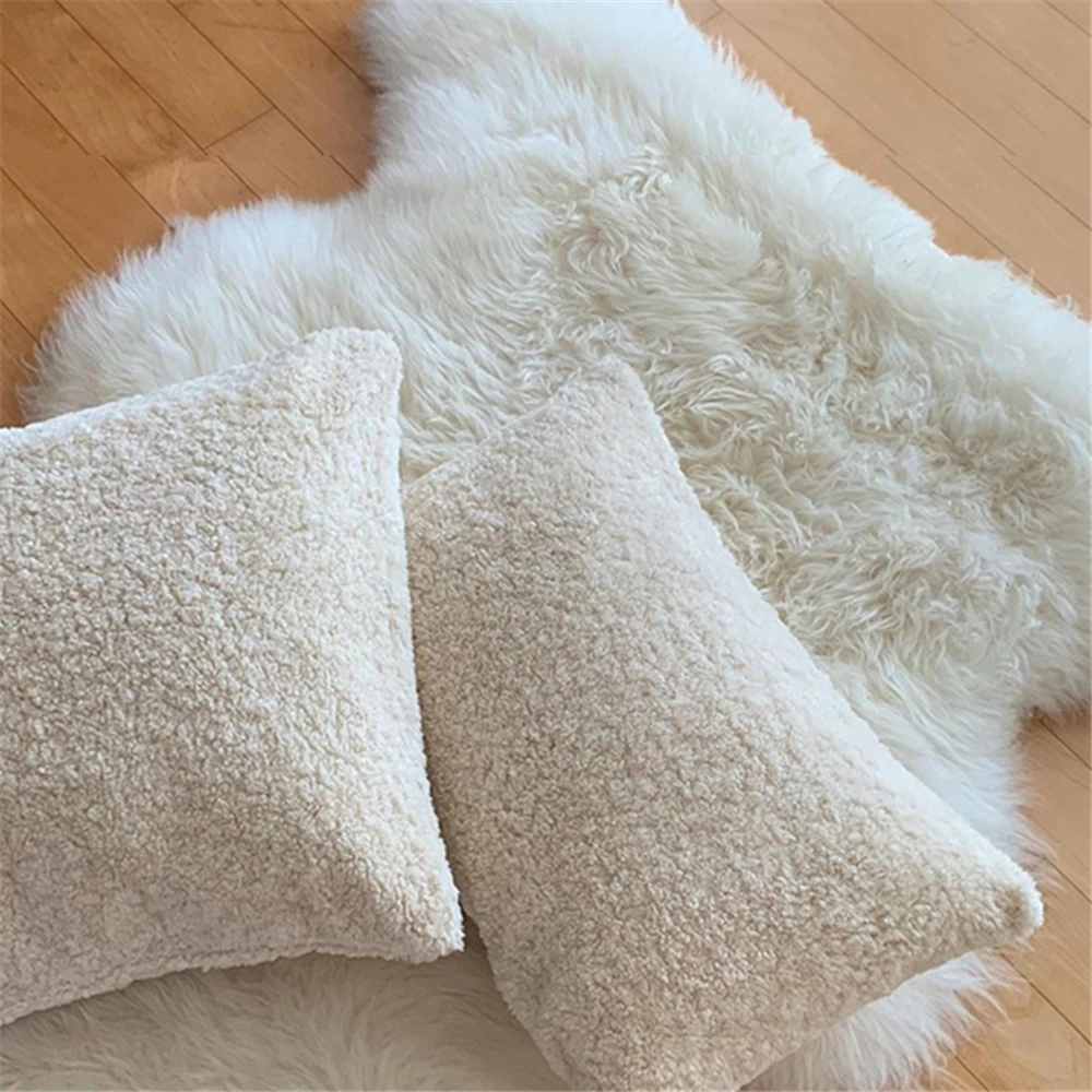 

CANIRICA White Cushion Cover 45x45cm Nordic Soft Fur Decorative Pillow Cover Home Decoration Funda Cojin For Living Room