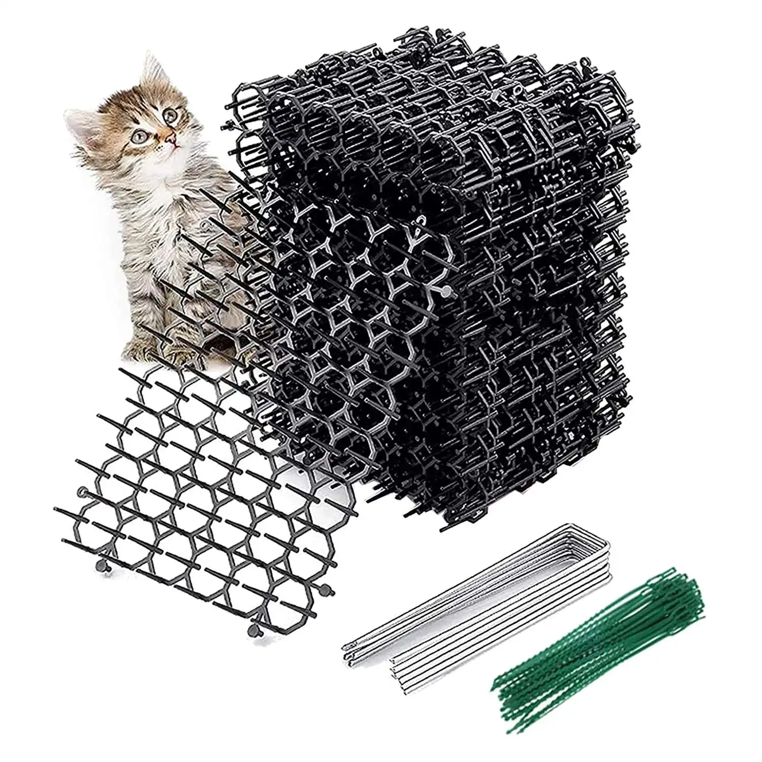 12Pcs Cat Scat Mat with Spikes,At Animal Spikes Repellent,Garden Prickle Strip Dig Stopper Cat Deterrent Spikes