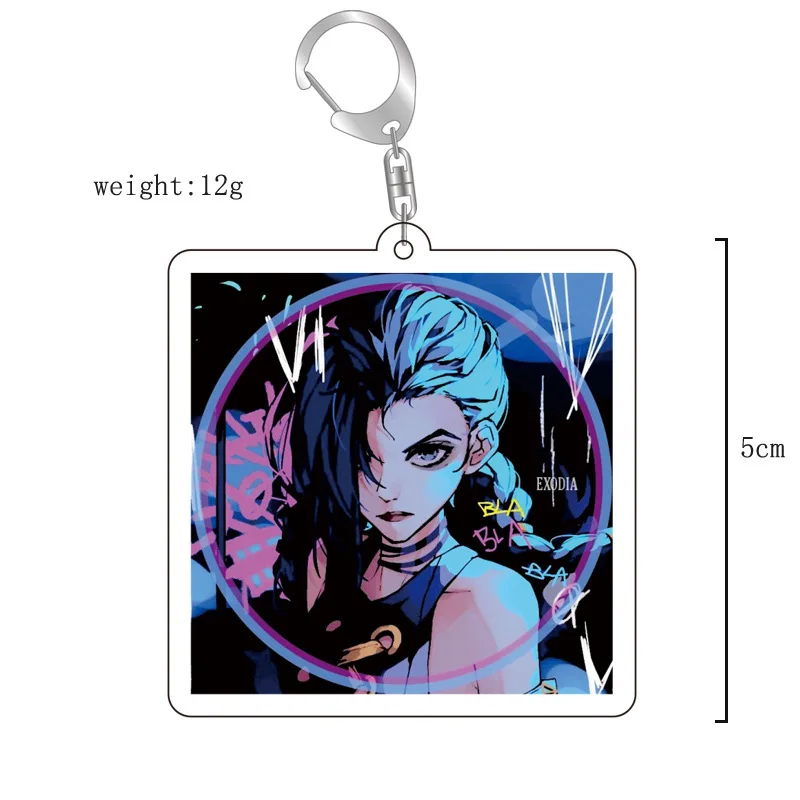 Anime Arcane League of Legends Acrylic Key Ring Bag Charm Girl Pendant Fans Cute Jinx Vi Creative Keychain Friends Gift