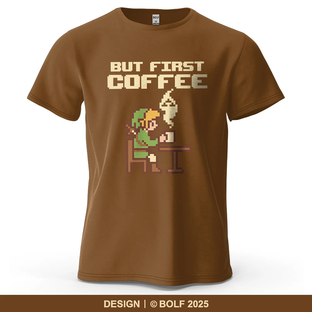 BUT FIRST COFFEE Gemütliches bedrucktes Herren-T-Shirt aus 100 % Baumwolle, übergroße, verspielte Grafik-T-Shirts für Damen, Tops, T-Shirts, lässige Streetwear