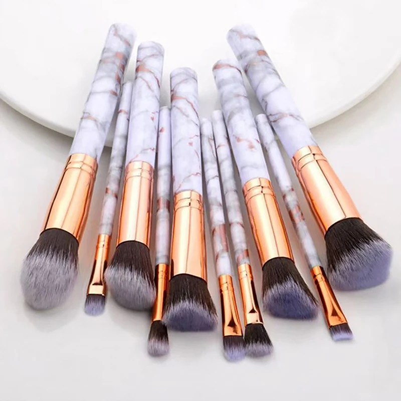 10Pcs Makeup Brush Set Marble Blush Powder Foundation Brush Eye Shadow Concealer Brushes Beauty Cosmetic Make Up Tools Maquiagem