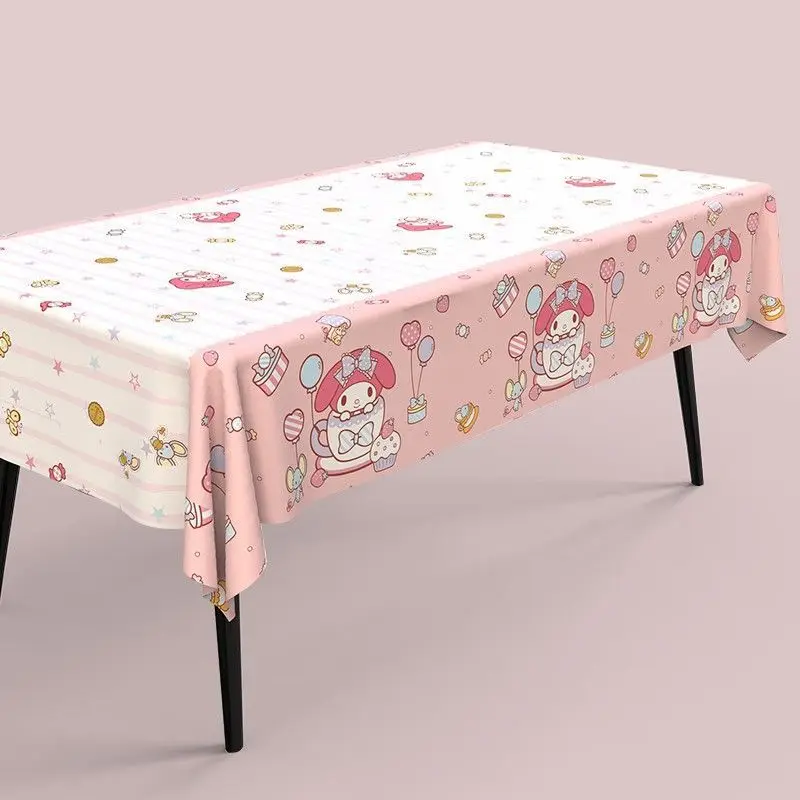 Sanrio Birthday Party Tablecloth Oil-proof Waterproof Atmosphere Sense Cartoon Kuromi Mymelody Disposable Tablecloth Decoration