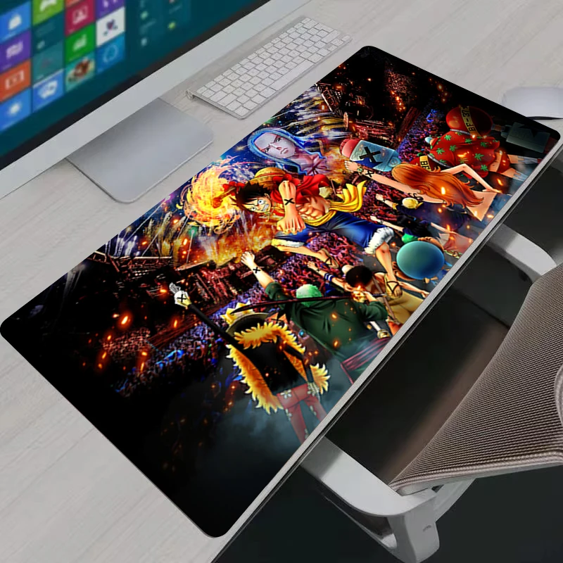 O-One Piece Large Mousepad Gamer HD Keyboard Pad Cool One Piece Luffy Anime Anti Fray Gaming Mouse Pad Home Computer Mousepad
