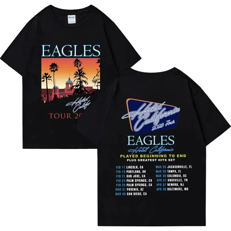 2024 New American Rock Band Eagle Music Retro T-shirt Women's Classic Oversized Streetwear 100% Cotton Short-sleeved T-shirt