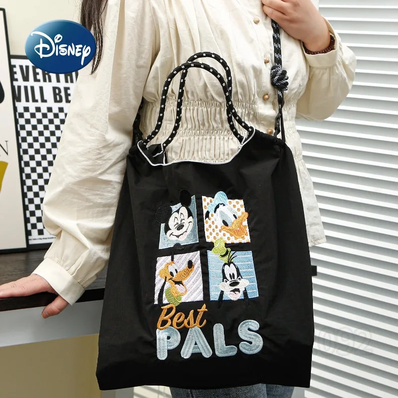 Disney New Women's Shoulder Bag Nylon Embroidered Women's Shoulder Crossbody Bag Cartoon Storage Women's Bag Large Capacity