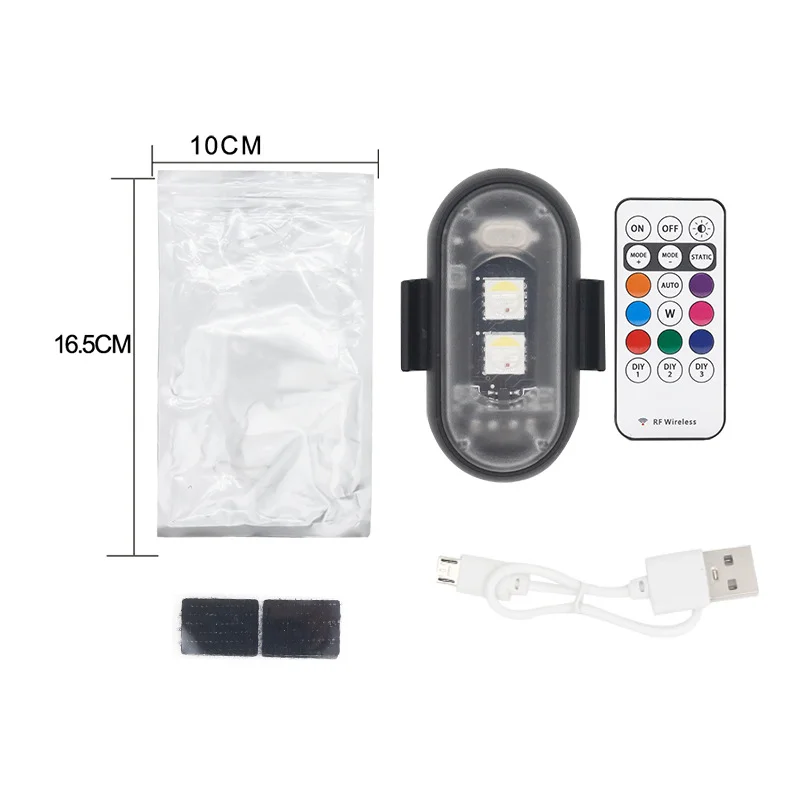 Wireless Remote LED Strobe Light Car Motorcycle Bike Warning Decor Lamp USB Rechargeable Aircraft Indicator 8 Colors Car Lights