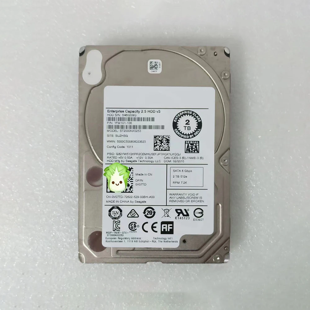 ST2000NX0253 dla R720 R730 R740 dysk twardy serwera 2T 7.2K SATA 2.5 "6G dysk twardy