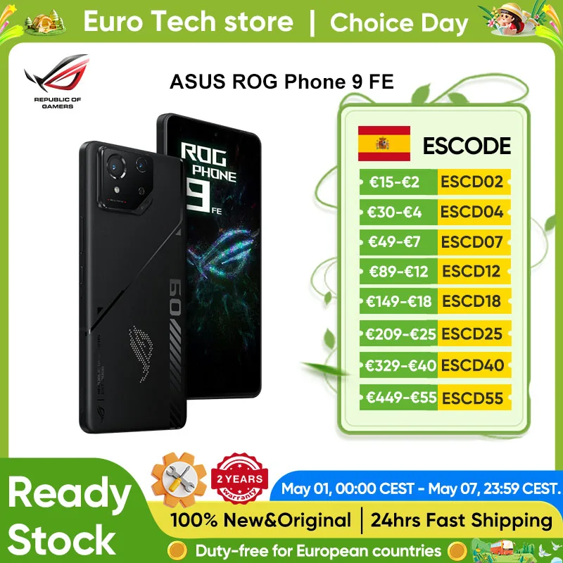 Versión Global ASUS ROG Phone 9 FE 5G Smartphone Snapdragon 8 Gen 3 Pantalla AMOLED de 6.78'' 185Hz Carga de 65W 5500mAh Android 15