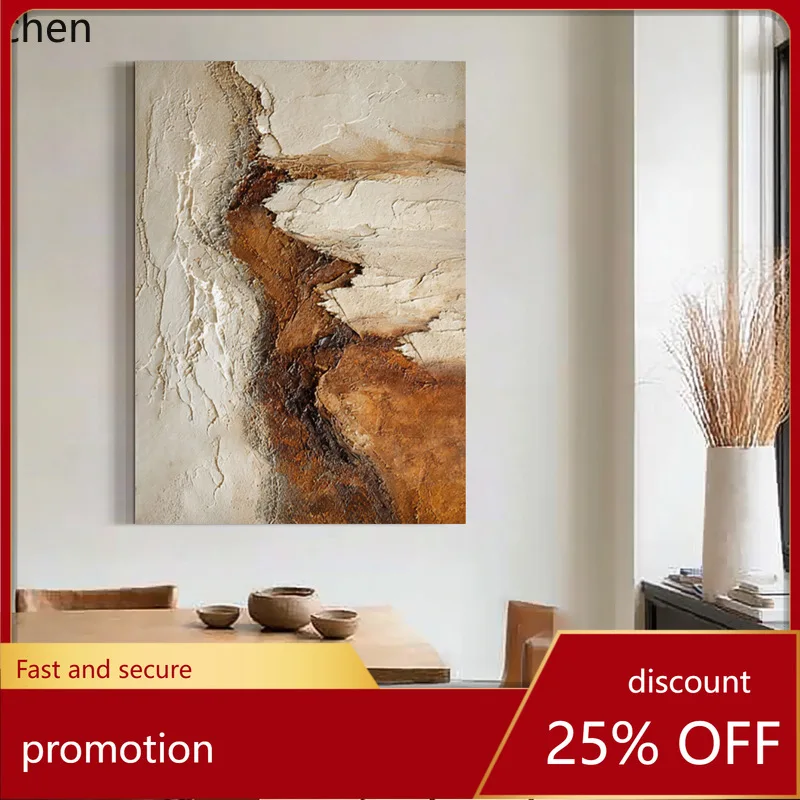 ZML oil painting for living room, vintage-style abstract painting, textured decorative painting for entryway and dining room