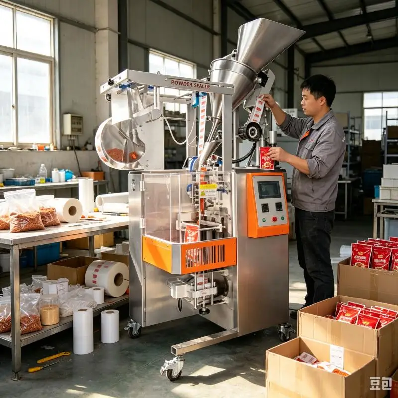 Small Business Automatic Motor-Driven Film Sachet Spice Powder Packaging Pepper Pack Fill Machine for Food & Chemical Use