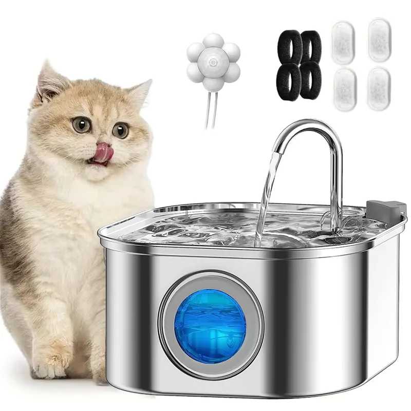 【セール中】猫用ウォーターファウンテン 3.2L ステンレス製 ペット用ウォーターファウンテン 犬用ウォーターディスペンサー 自動給水器 猫用ボウル 猫用品