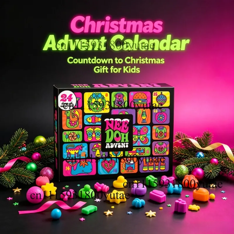 Christmas Advent Calendar Blind Box Needoh Nice Cube Squish Fidget Toy Sensory Stress Relief Anti‑Anxiety Xmas Gift
