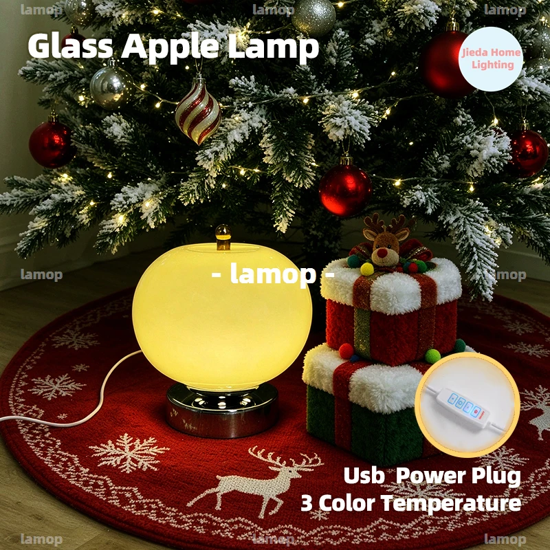 Apple-shaped night light gift peace apple Christmas decorative glass ornament creative table lamp