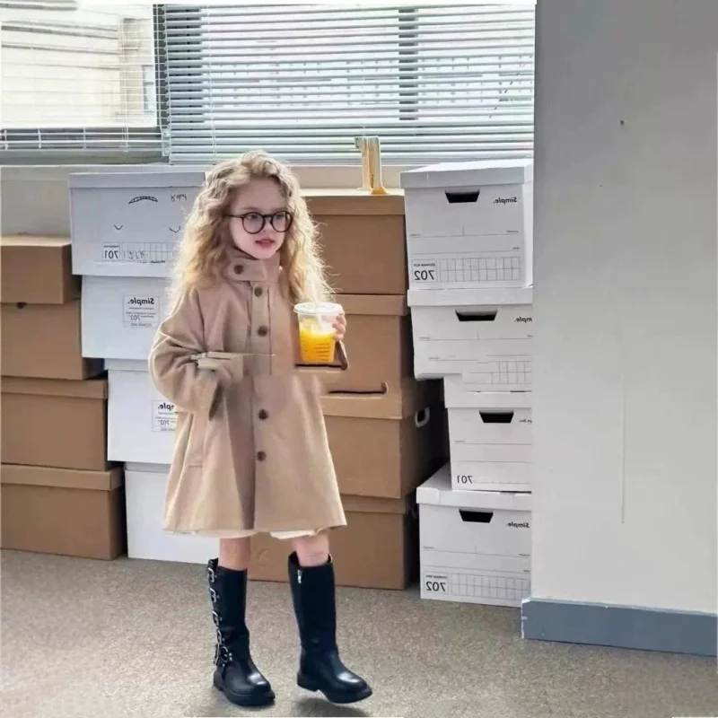Girls Coat Windbreak Jacket Cotton Outwear 2026 Vintage Spring Autumn Outdoor Kids Windproof  Children's Clothing