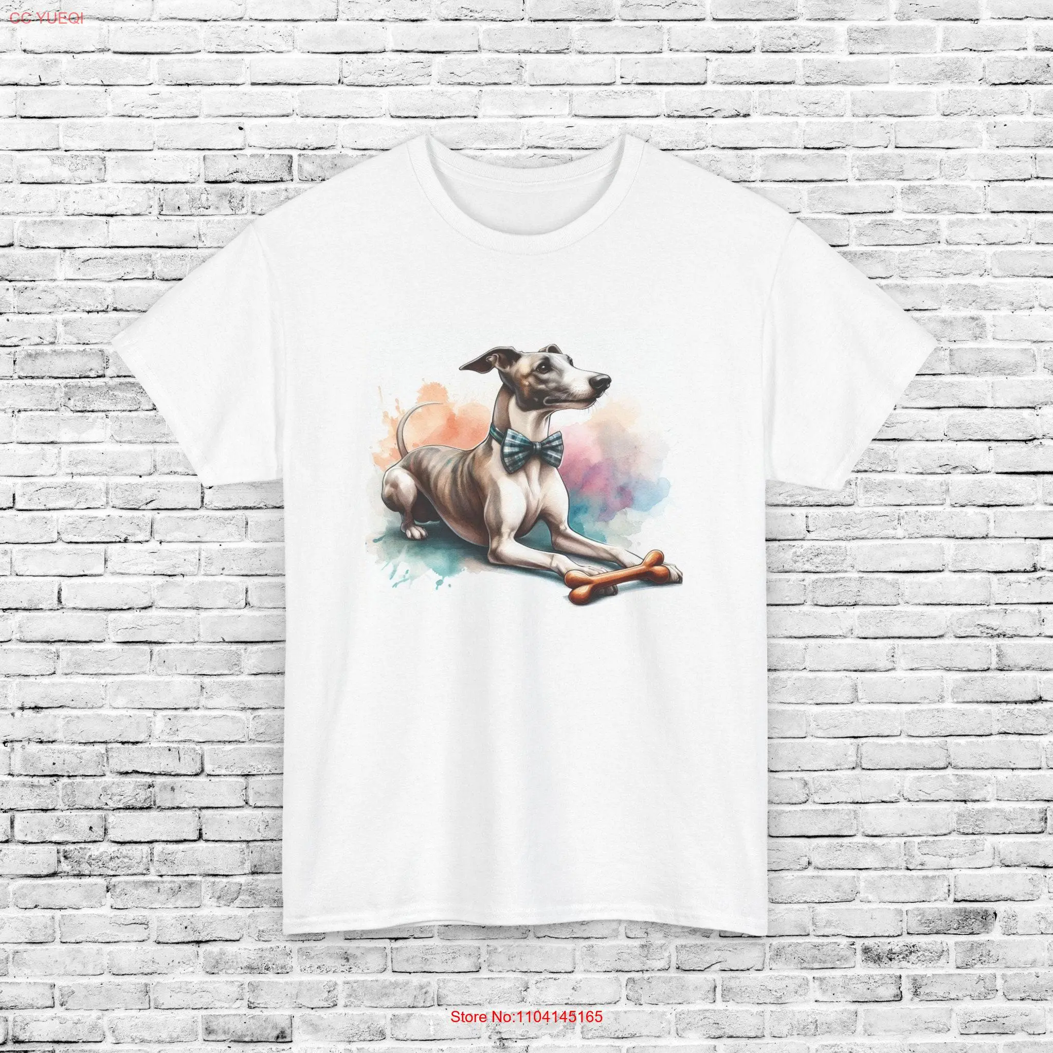 Whippet Bowtie Bone T Shirt Dog Mens Ladies Fit for Lovers Owner Lover Cute long or short sleeves