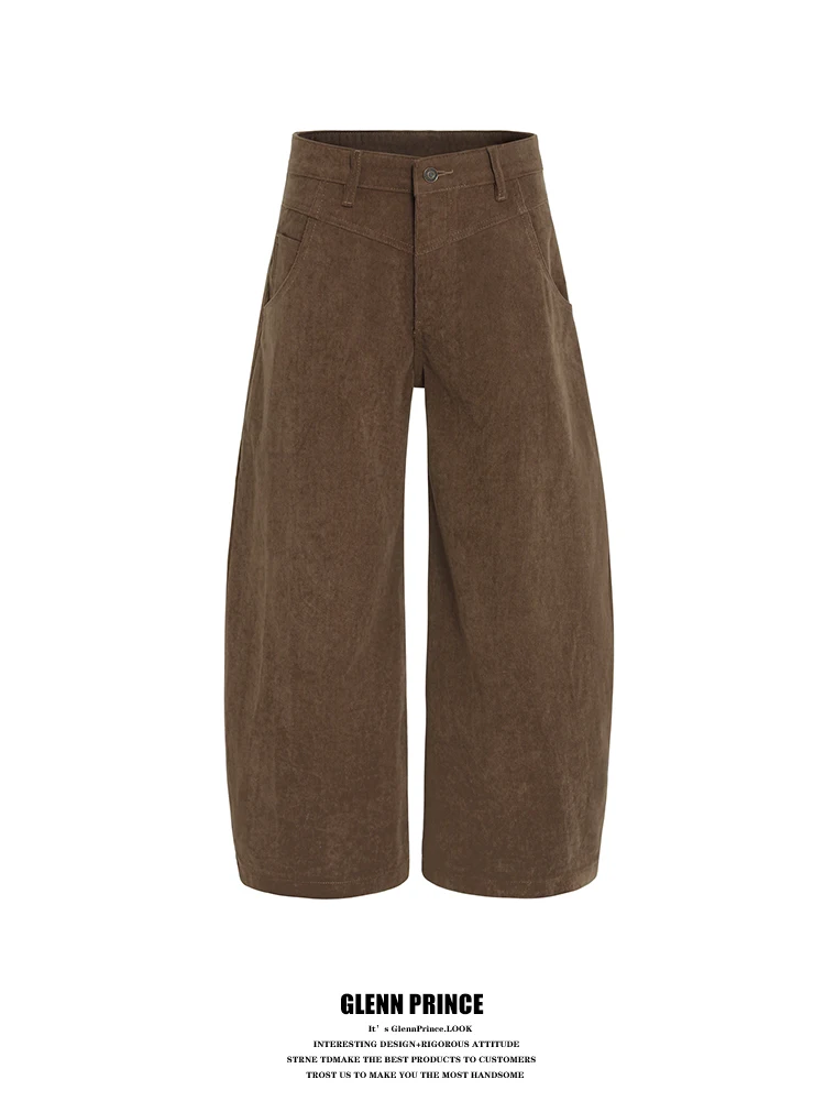 

Мужские вельветовые брюки с широкими штанинами в стиле ретро, свободные прямые повседневные рабочие брюки с вышивкой, длинные брюки GPstudio