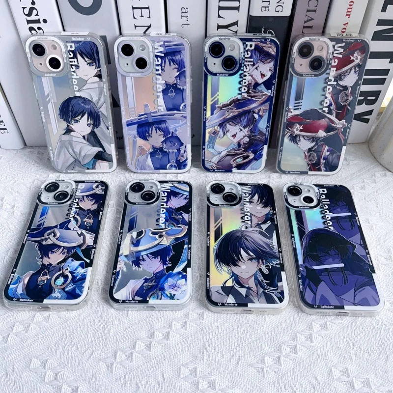 Anime Game Impact Scaramouche Wanderer Exclusive Silicone Soft Cover For iPhone 11-14Pro Huawei Cushion Shockproof Phone Case