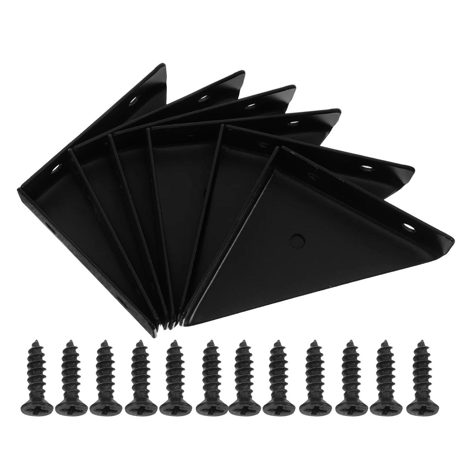 

6 Sets Heavy-Duty Triangle Shelf Brackets For Bed Cabinet Desk 90-Degree Angle Iron Fasteners Durable Corner Braces Support