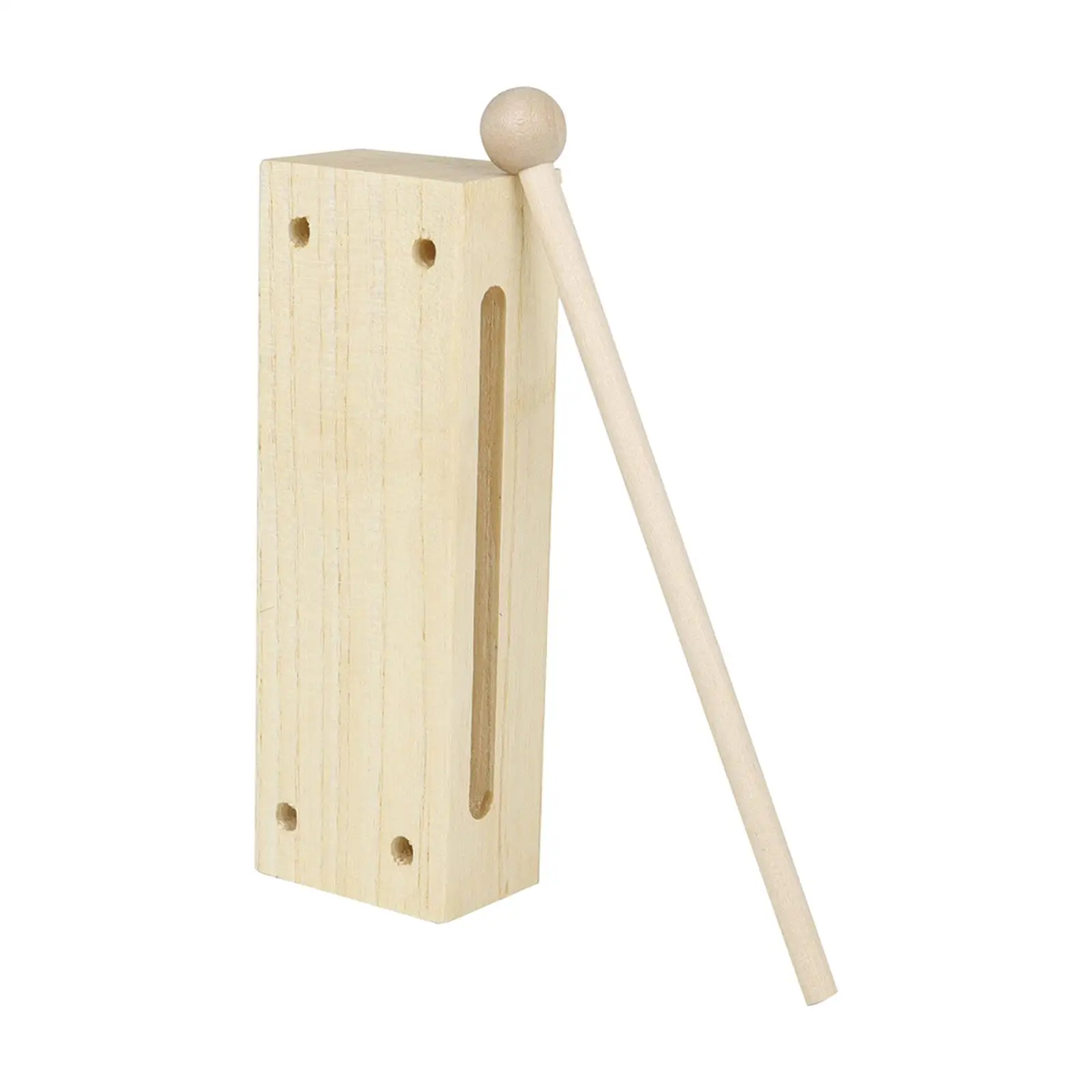 Solid Hardwood Wood Rhythm Block with Drumstick, Practical Wooden Percussion