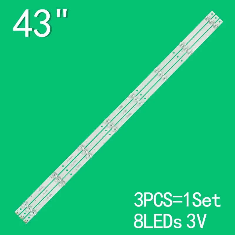 780mm 3 pcs/set tv backlight led strip For Lenovo 43inch 8led square lens 43HR332M08A5 V2 430D22 43D0 43D01AF 43D200