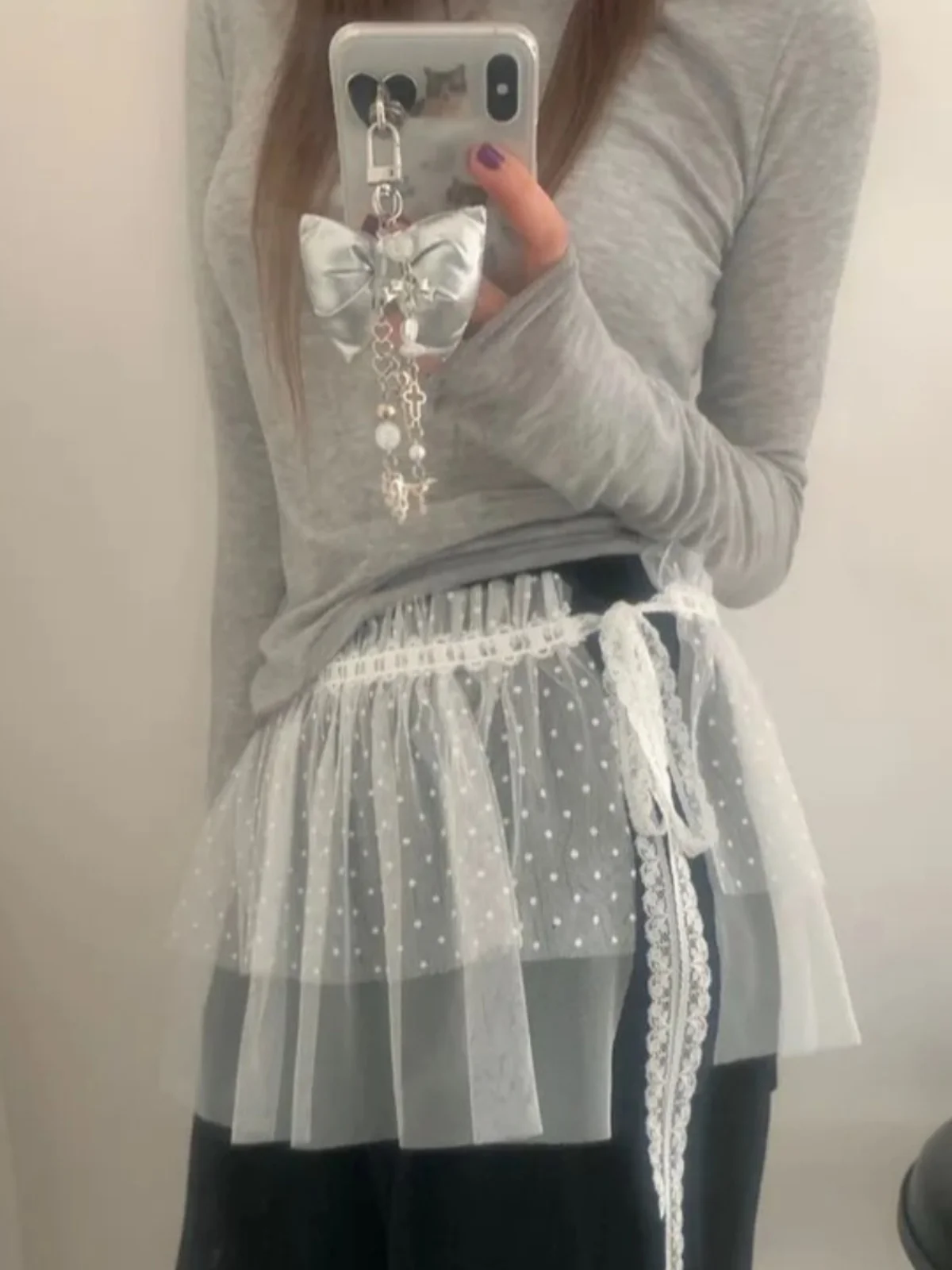 Korean Style Embroidered Lace Half Skirt Women's Spring Design Layered Mesh Short Skirt Apron High Waist A-Line Skirt