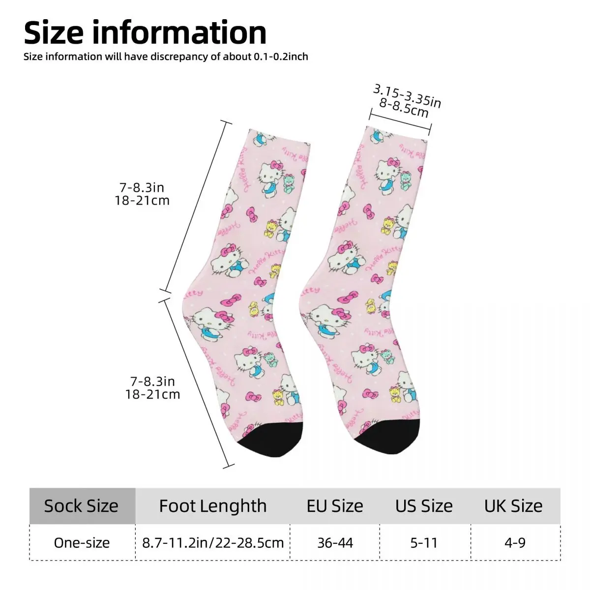 Hello Kitty-calcetines de poliéster con dibujos animados para hombre y mujer, medias de tubo medio, regalo, primavera, verano, Otoño e Invierno