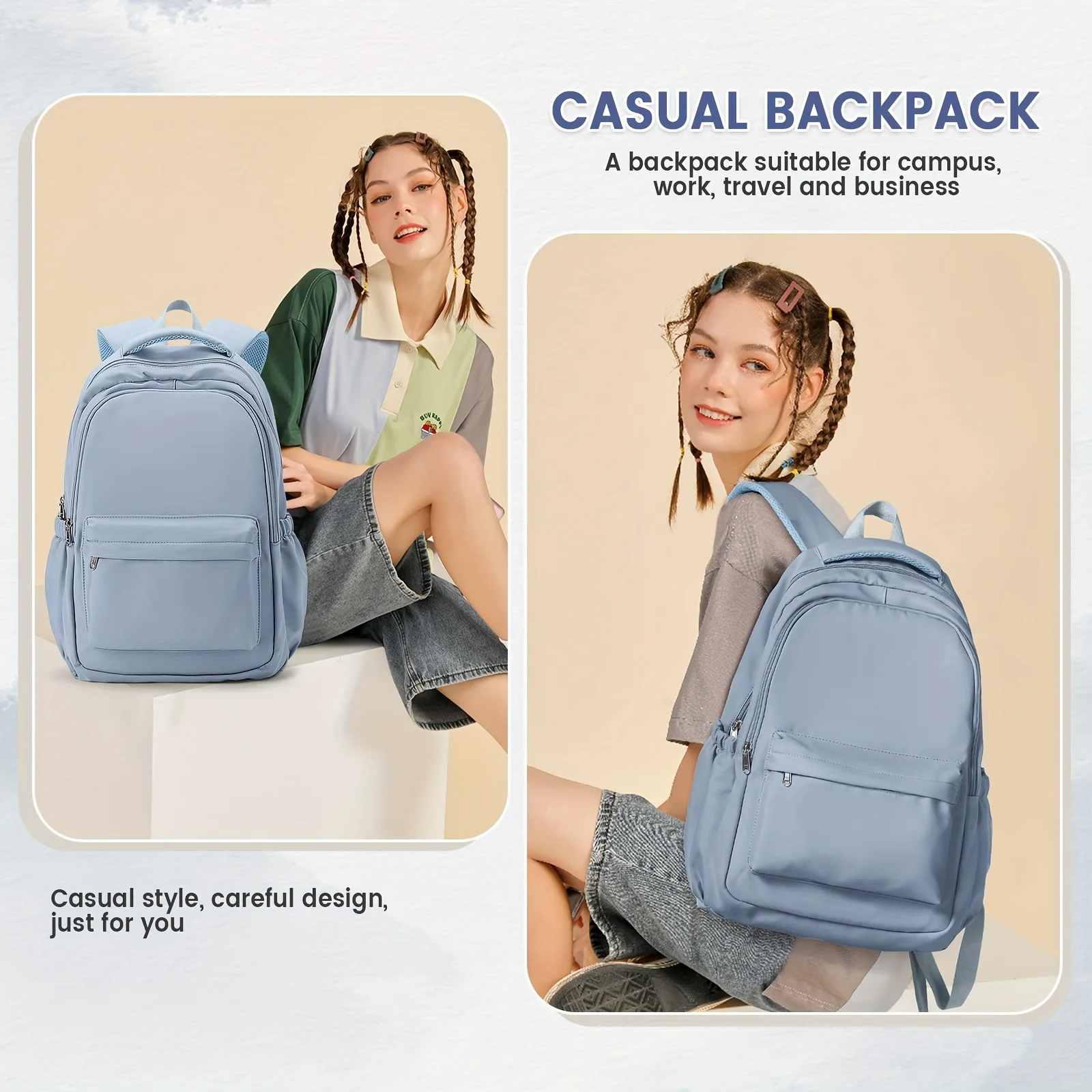 Rucksack für weibliche College-Studenten, High-School-Mädchen, Mittelschulmädchen, vielseitig, geeignet für Jungen, täglicher Gebrauch im Freien. – Detail 6