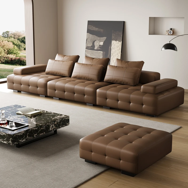 Modern Design Designer High-end Light Luxury Leather Sofa Italian Minimalist Villa Apartment Lawrence Sofa