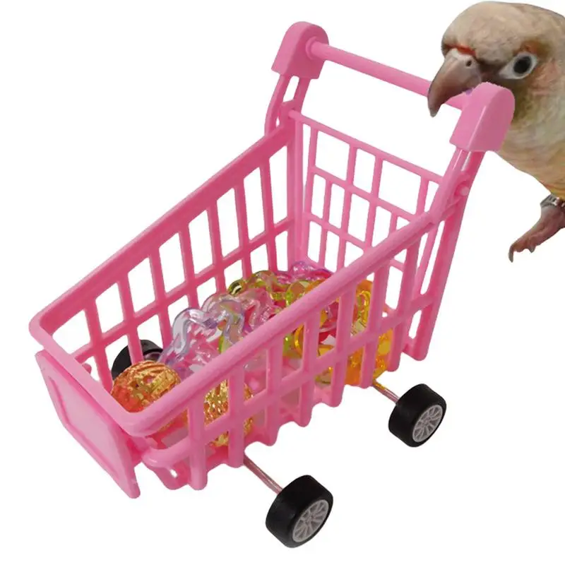 Parrot Shopping Cart Conure Trolley Toy For Playing And Training Bird Training Toys Parrot Intelligence Toy Tiny Shopping Cart