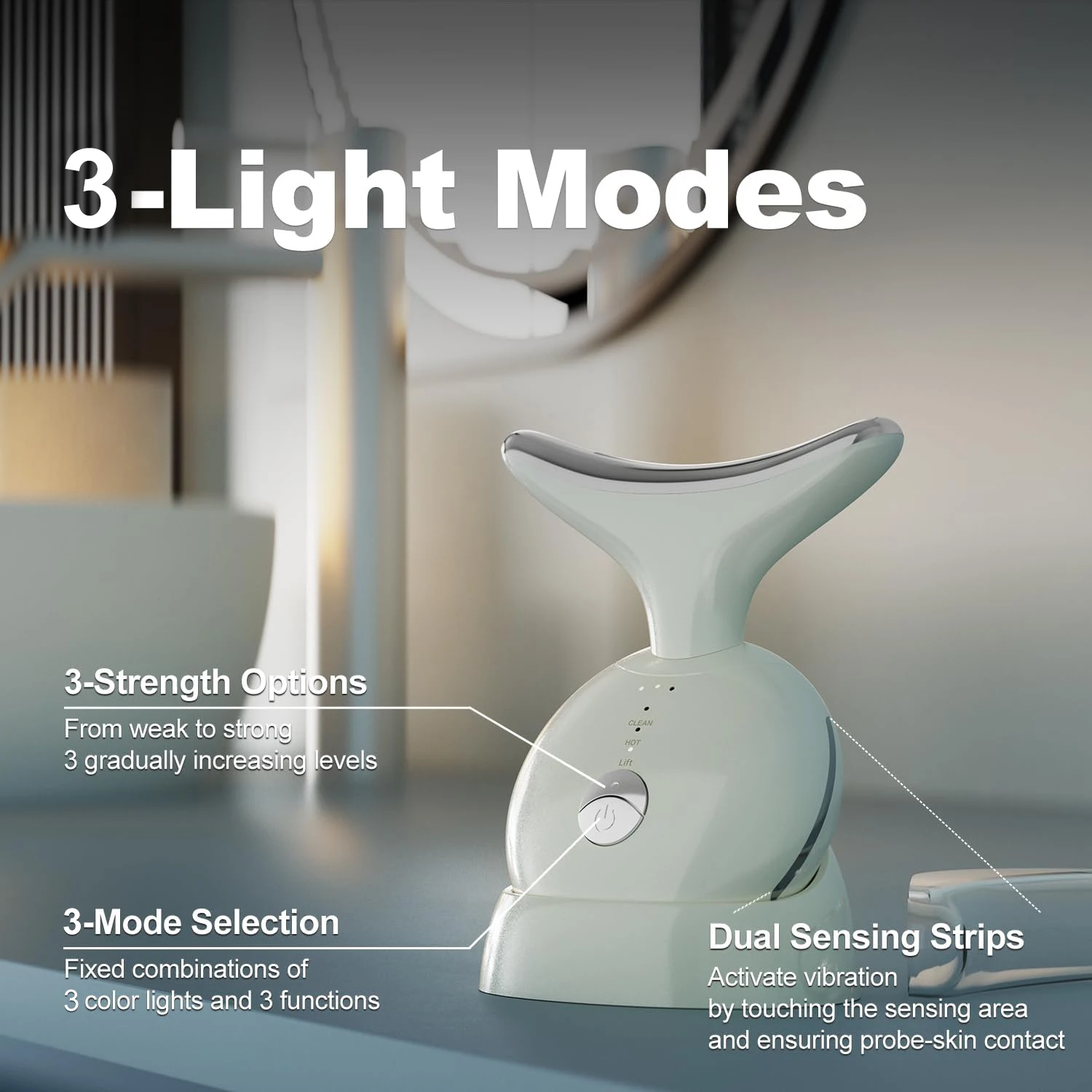 Vlvee pescoço dispositivo de beleza ems rosto massageador facial pescoço lifiting 3 cores luz pele apertar reduzir queixo duplo ferramentas cuidados com a pele