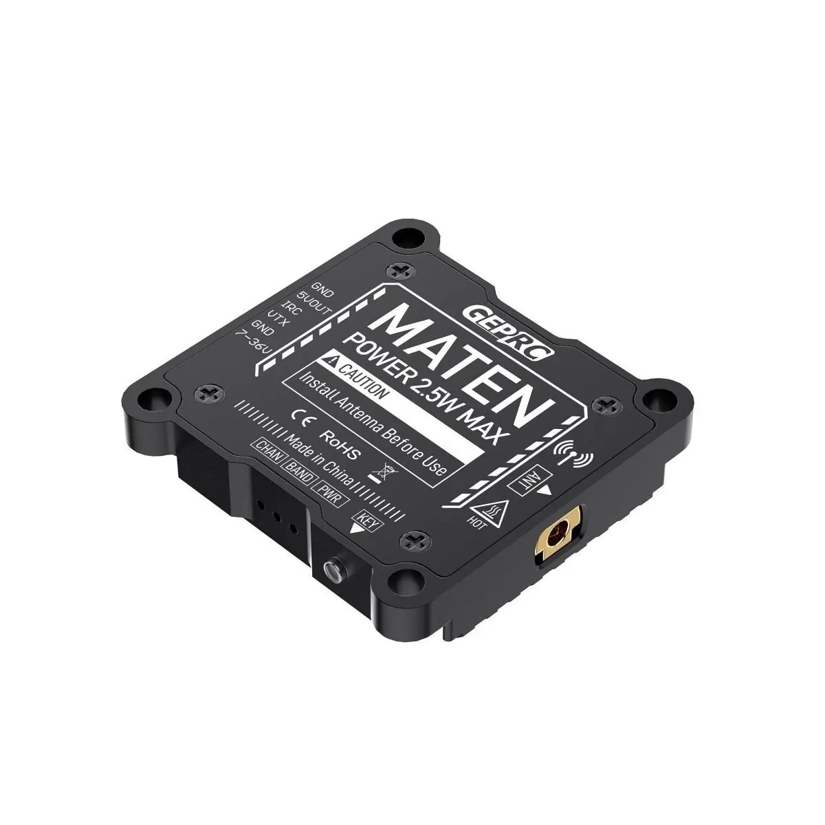 Módulo transmissor GEPRC MATEN 5.8G 2.5W VTX 2500mW 7V - 36V Microfone embutido para drone de corrida de longo alcance FPV